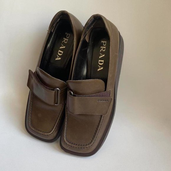1999 PRADA olive brown loafers - Picture 5 of 7